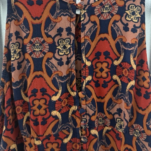 Free People Mini Dress Paisley Retro Print 60s Vibes Size 0 / XS Festival Summer - Picture 4 of 10